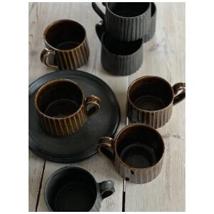Rillet kaffekopp, brun