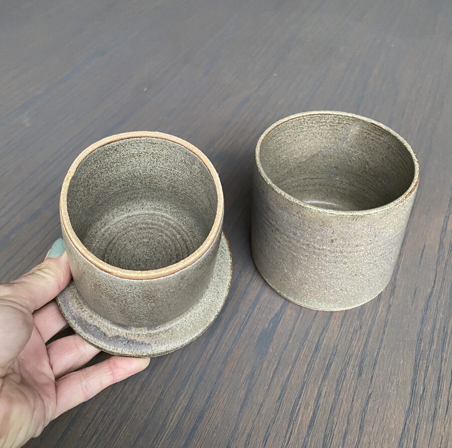 Smørkrukke, grå matt - Bilde 3