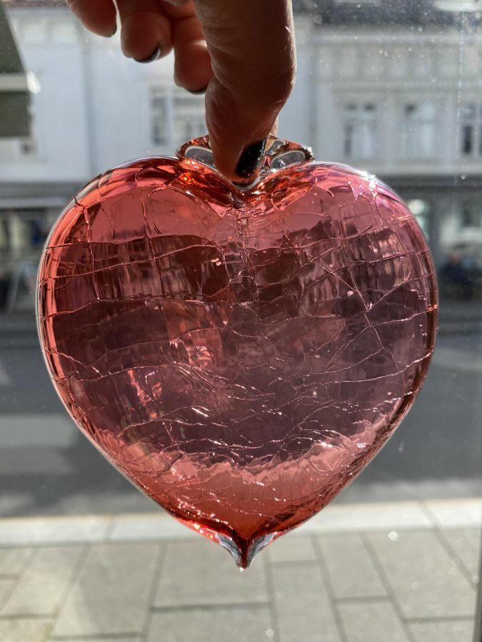 Hjerte, rosa krakkelert